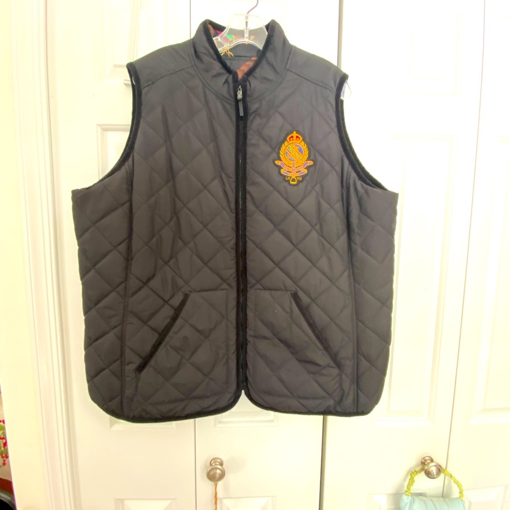 Ralph Lauren Monogram Crest Equestrian Quilted Reversible Vest